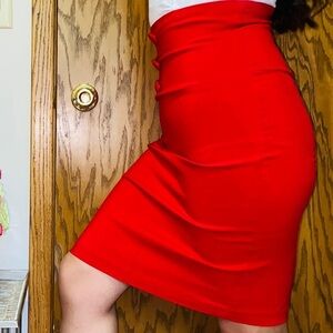 Red pencil skirt